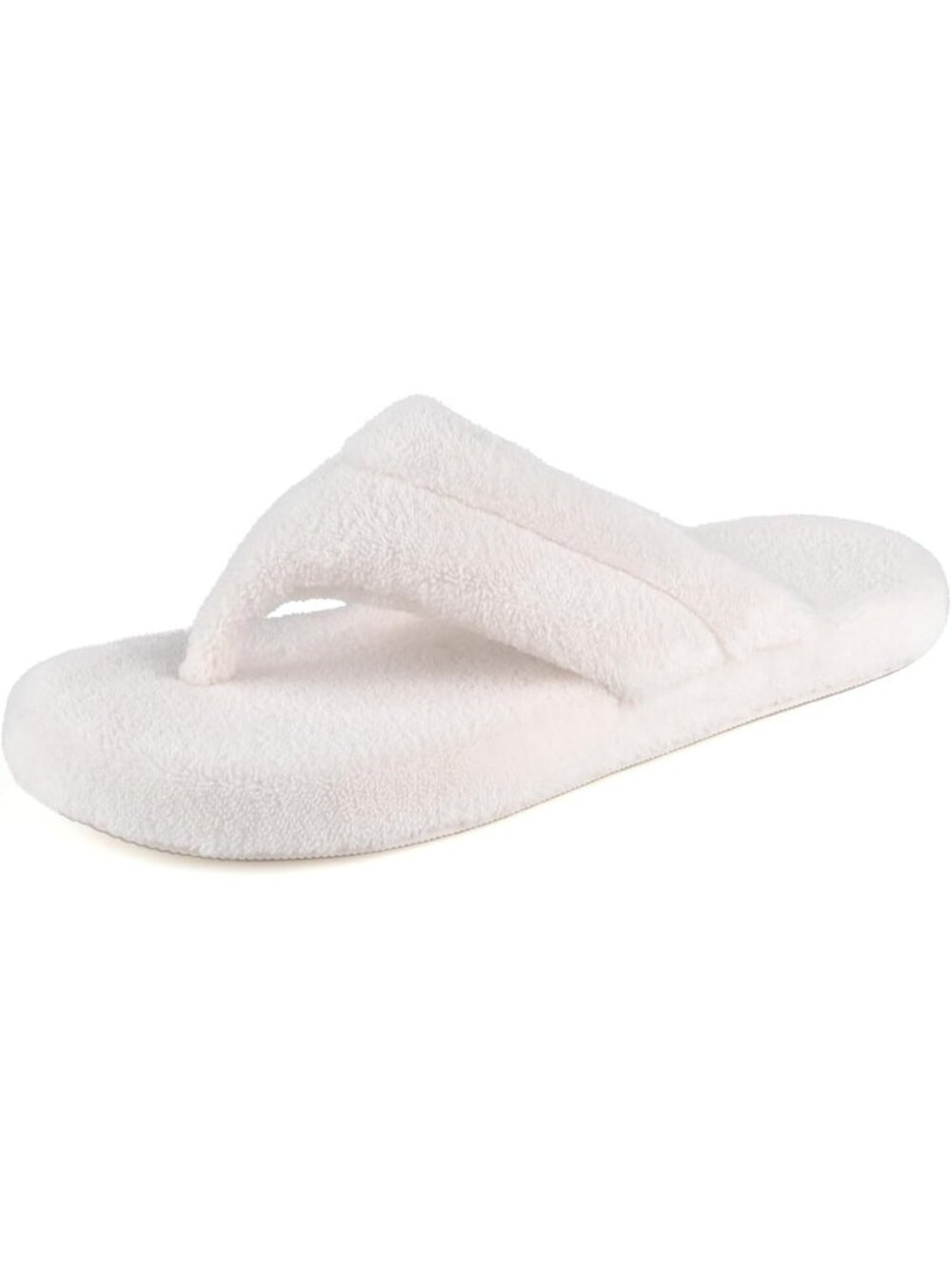 Women's White Flip Flops Spa Thong Open Toe Memory Foam Lining House Slippers